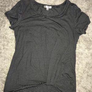 Stripped shirt sleeve with front tie detail